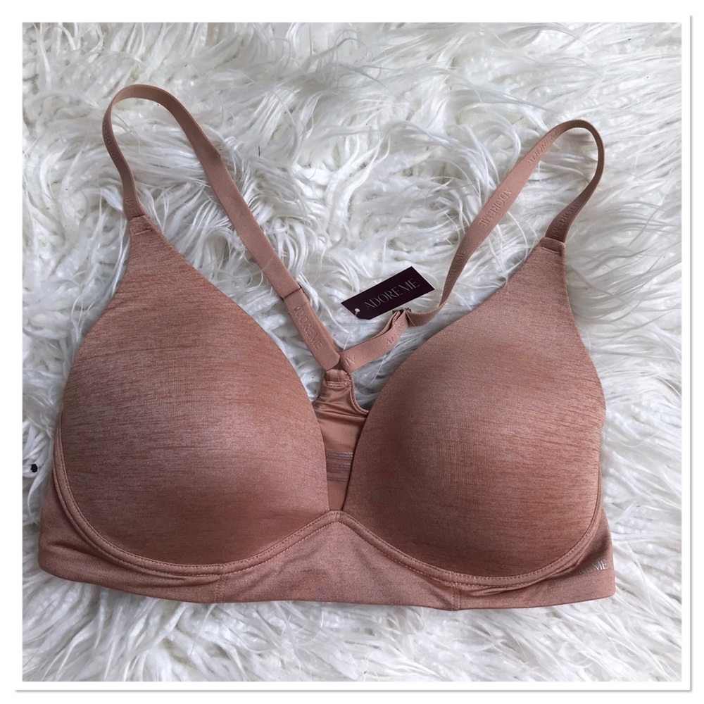 Adore Me Plunge Bra Racerback Tee Shirt Bra Tuscany Tan Size 34D